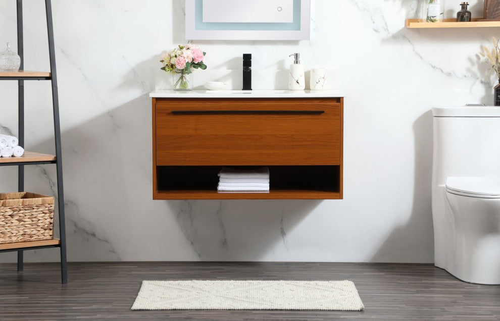 Elegant Decor Roman Bathroom Vanity Teak