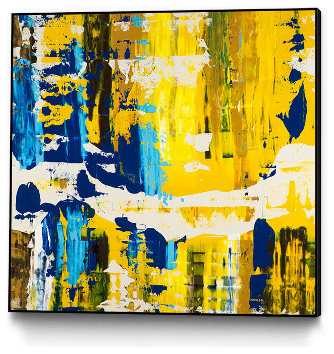Old Yeller With Blue Velocity Art block Framed Canvas, 20"x20"