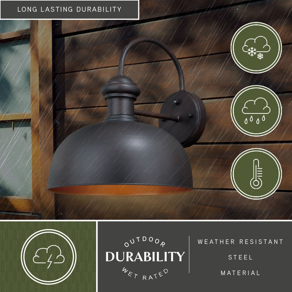 Franklin 13" Outdoor Wall Light Oil Burnished Bronze and Light Gold