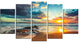 "Beautiful Cloudscape Over The Sea" Modern Beach Wall Art, 5 Panels, 60"x32"