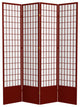 7'' Tall Window Pane Shoji Screen, Rosewood, 4 Panels