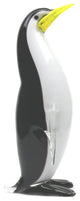 Murano Glass Penguin, Black, Yellow Beak