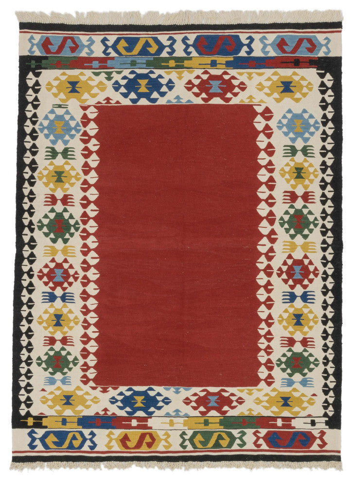 New Handwoven Turkish Kilim Rug 6' x 7' 11", 72 in. x 95 in.