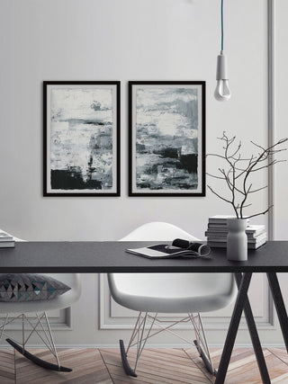 Black and White Smudges II Diptych, 24"x18"