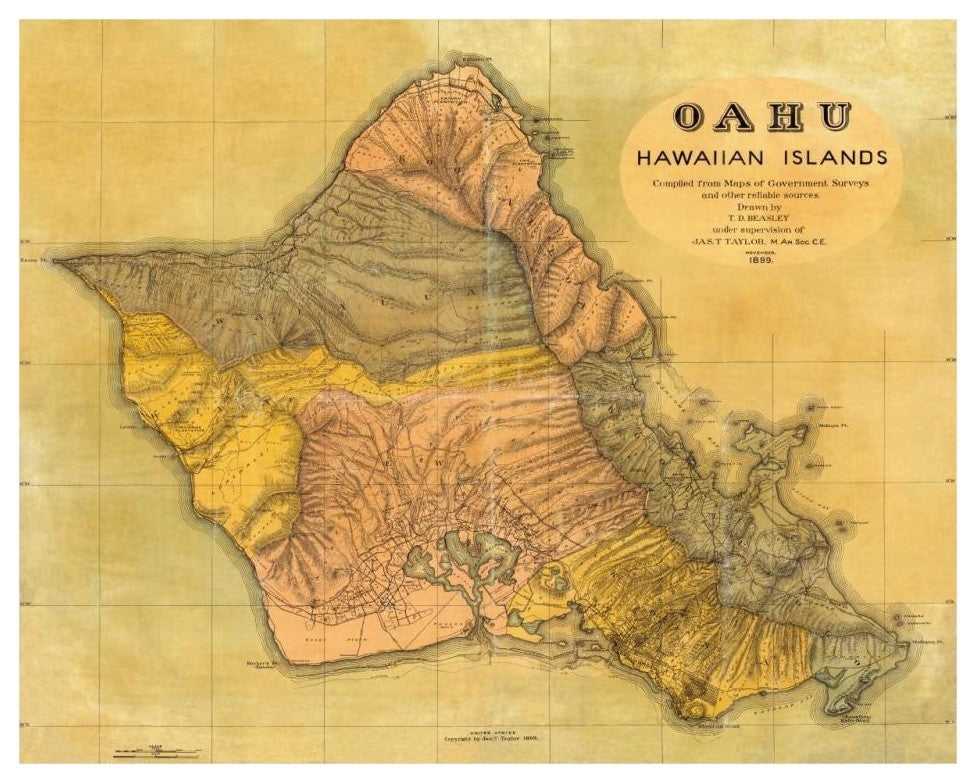 "Oahu, Hawaiian Islands, 1899" Digital Paper Print by T.D. Beasley, 32"x26"