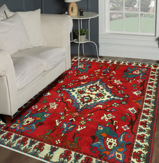 Fine Vintage Distressed Claud Red/Ivory Rug, 4'9 x 6'8