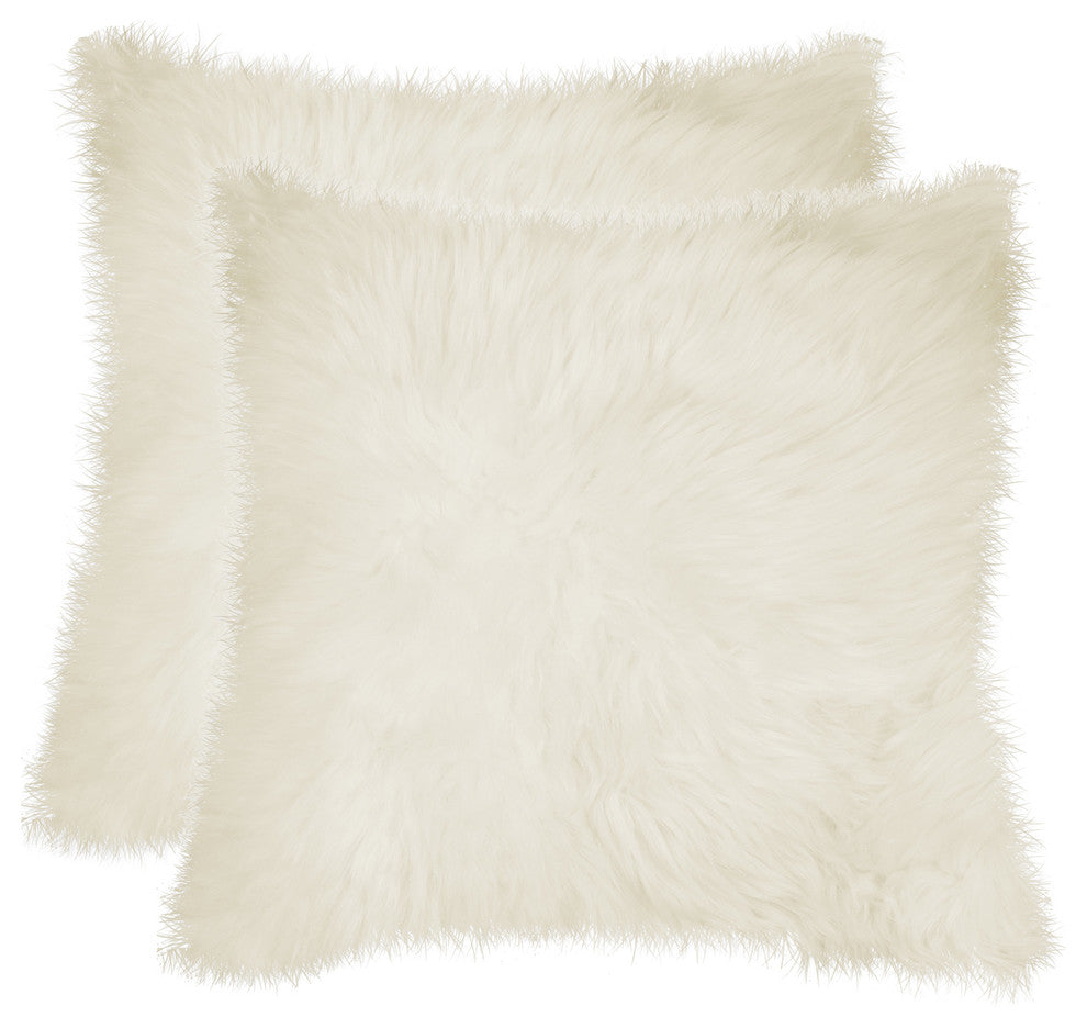 100% Sheepskin New Zealand Pillows, Set of 2, Natural, 18"x18"