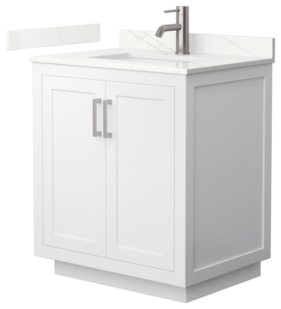 Miranda 30" Single Vanity, Quartz Top, 1-Hole, Nickel Trim