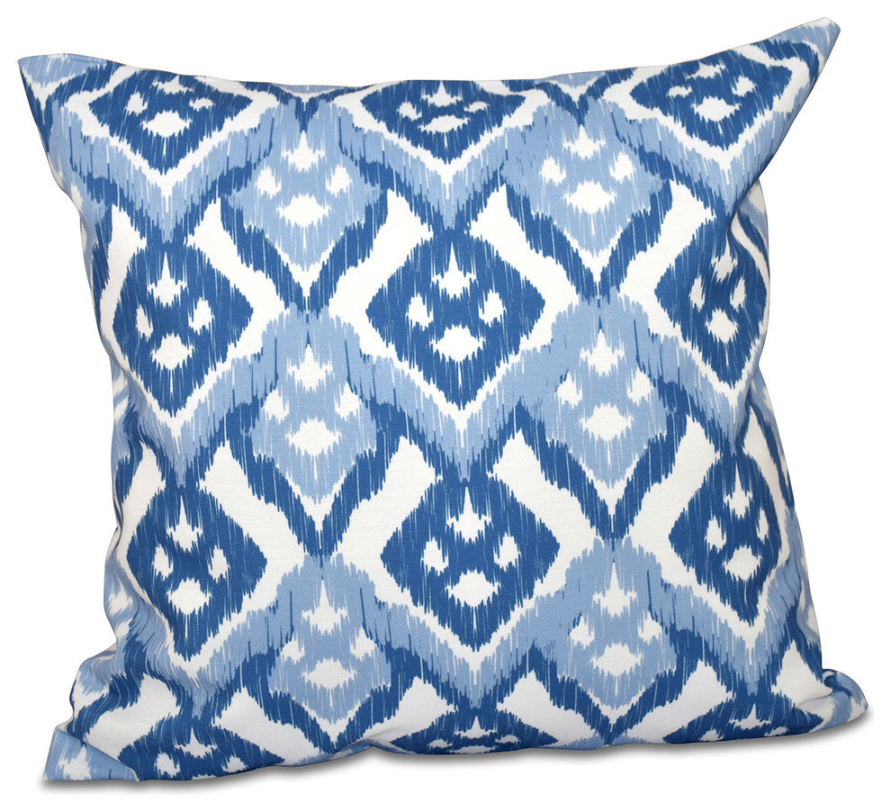 Hipster, Geometric Outdoor Pillow, Blue, 18"x18"