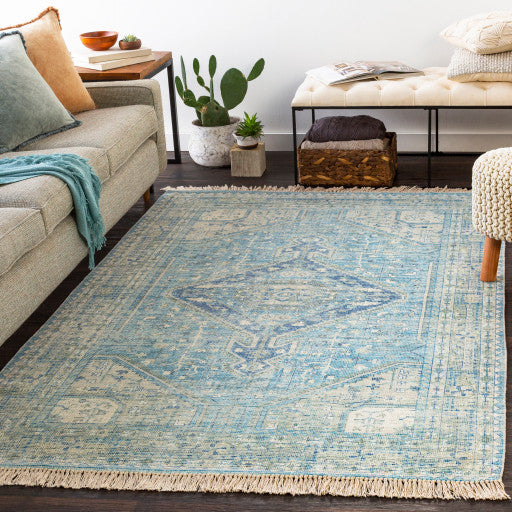 Surya Zainab ZAI-2304 2'6"x8' Rug, Sky Blue/Navy/Sage/Lime/Dark Green/White