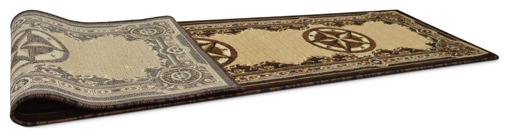 Allstar Western Area Rug Texas Star design, Chocolate, 2x7