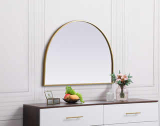 Metal Frame Arch Mirror 33X24 Inch, Brass