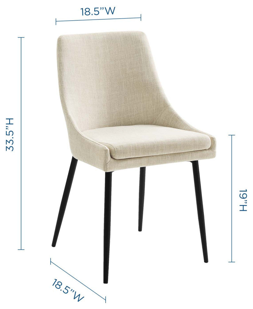 Side Dining Chair, Set of 2, Fabric, Metal, Black Beige, Cafe Bistro Restaurant