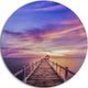 Wooden Bridge Under Purple Sky, Seascape Circle Metal Wall Art, 36"