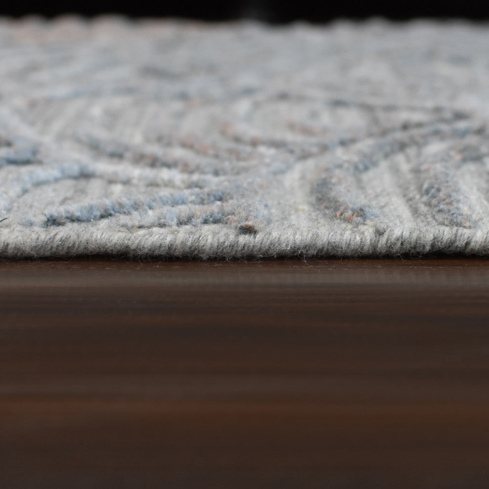 HAND WOVEN FLAT WEAVE KILIM POLYESTER AREA RUGS -Rectangle,Silver,Geometric, [Runner] 2'6''x10'