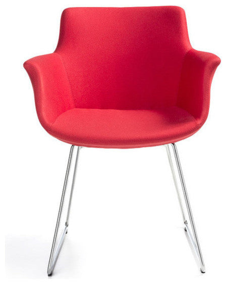 Rego Sled Armchair, Silverdale Light Gray Wool, Polished Chrome