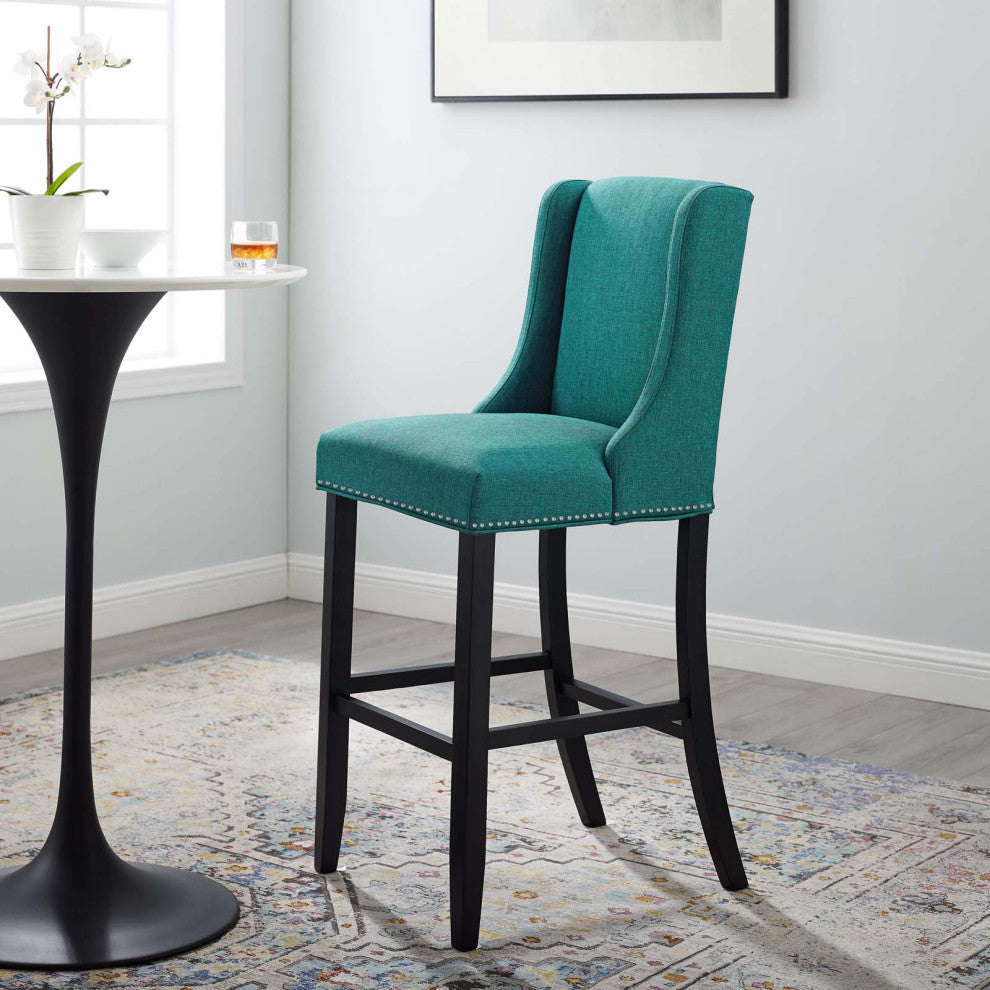 Bar Stool Chair Barstool, Fabric, Wood, Teal Blue, Modern, Bar Pub Restaurant