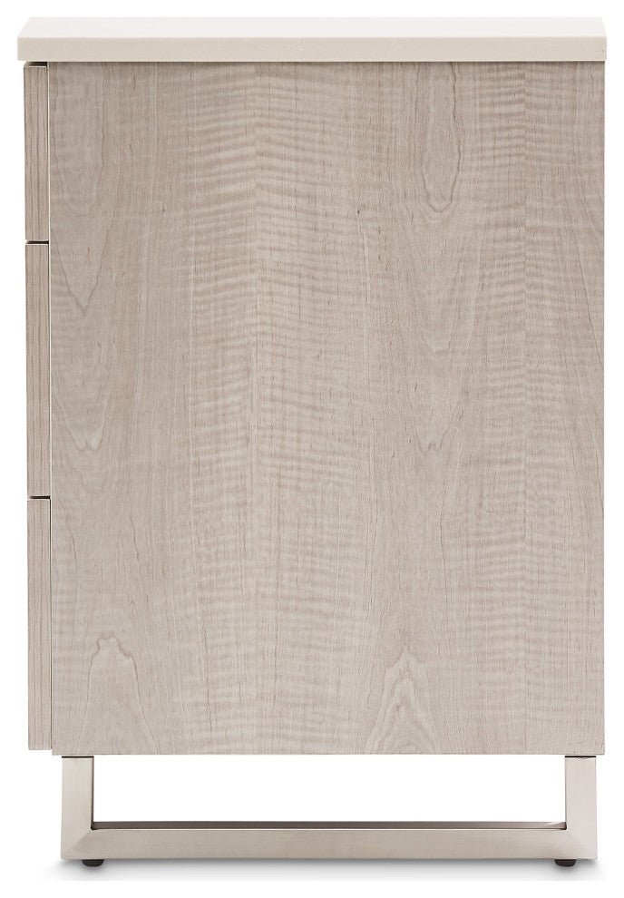 Marin 3-Drawer Nightstand - Greige