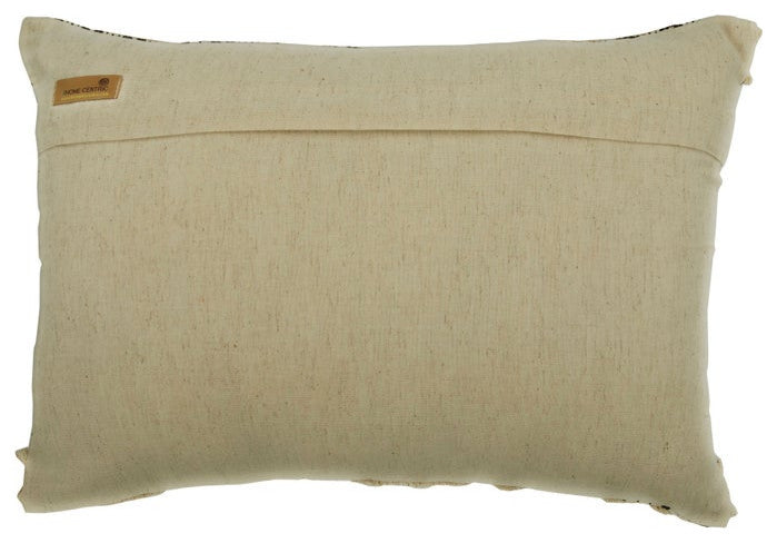 Black Beige Cotton 12"x24" Lumbar Pillow Cover Strip Woven Lace - Moroccan Dream