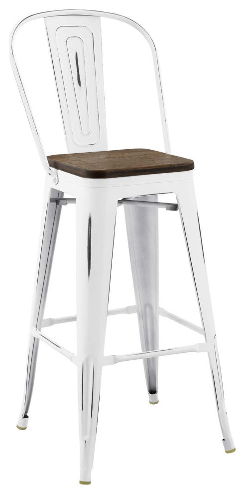 Promenade Bar Stool Metal Set of 2-White