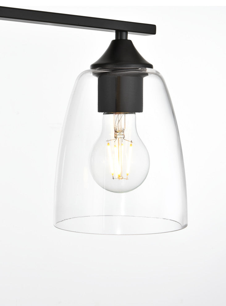 4 Light Black And Clear Bath Sconce