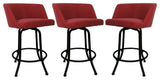 Joey Swivel Metal Stools, Set of 3, Ruby, Black, 34"