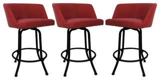 Joey Swivel Metal Stools, Set of 3, Ruby, Black, 34"