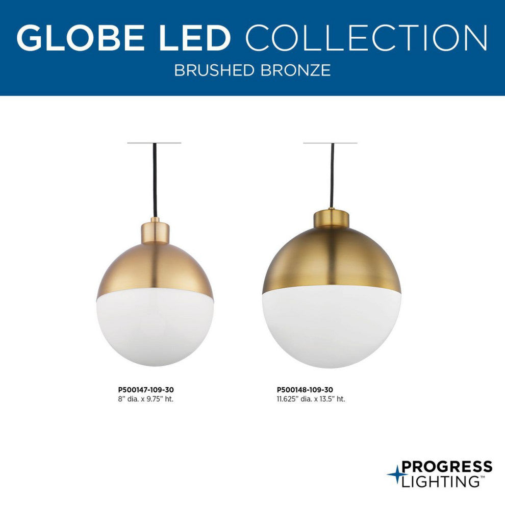 Globe LED 1-Light LED Pendant, Brushed Bronze