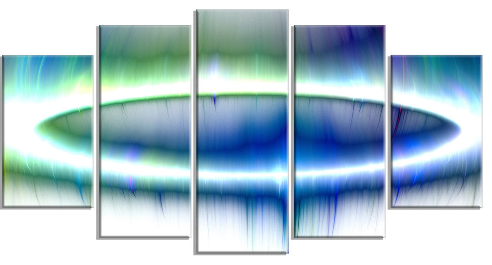 Beautiful Blue Northern Lights, Blue, Abstract Canvas Art, 60"x32", 5 Panels