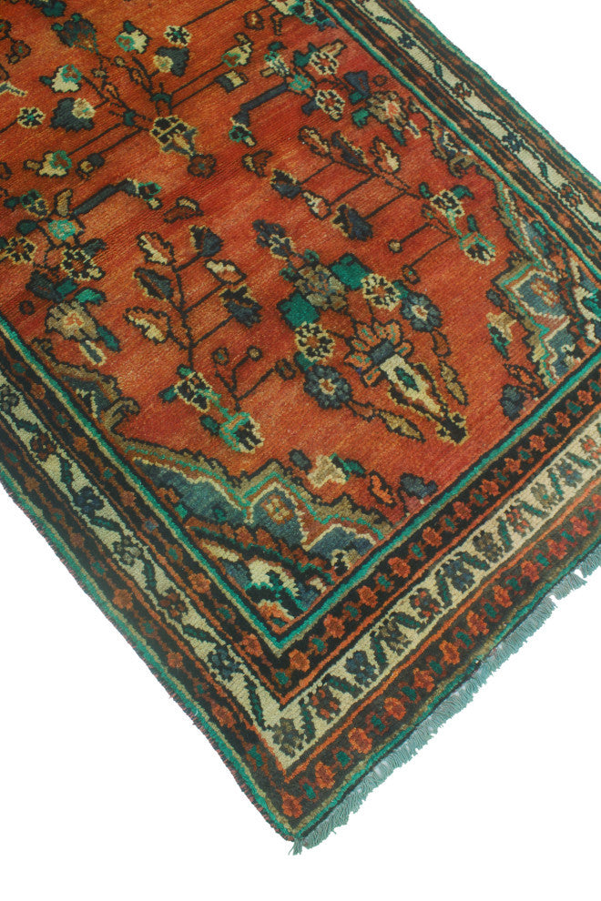 Fine Vintage Distressed Patrice Rust/Ivory Runner, 3'6x9'9