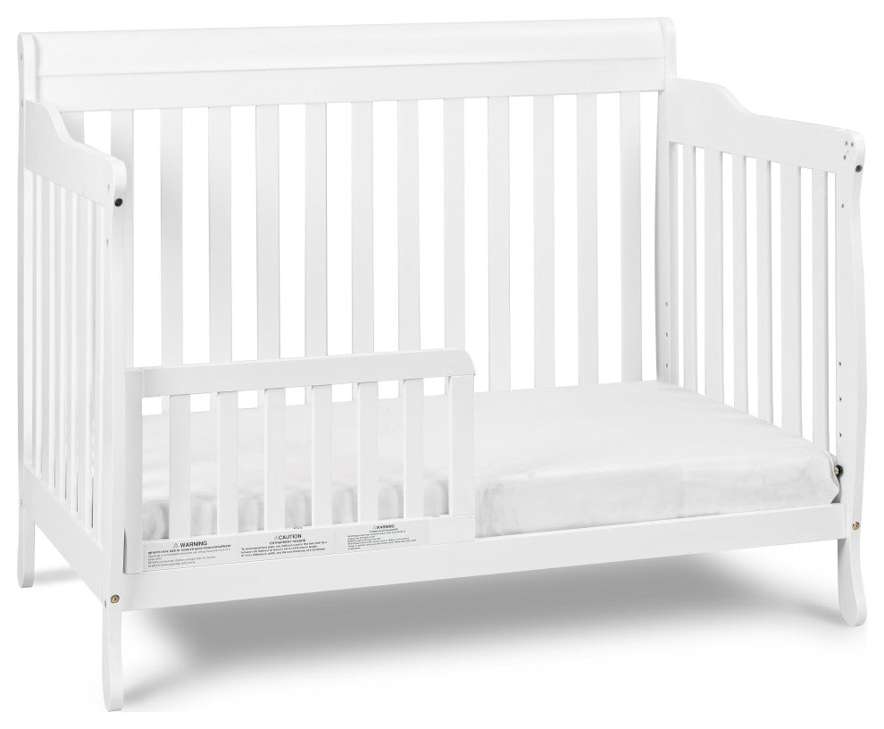 Baby Mile Eve 4-in-1 Convertible Crib With Guardrail, White