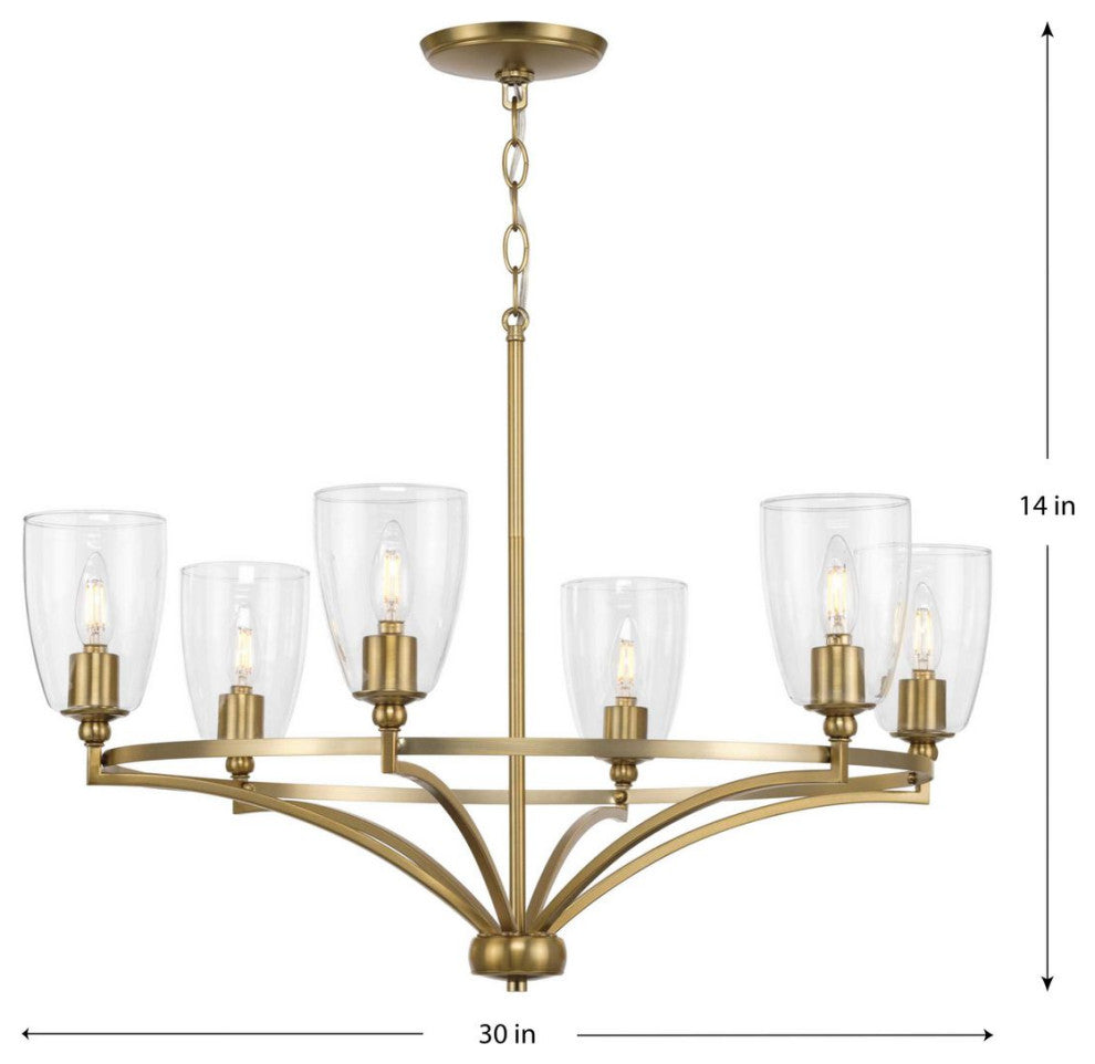 Parkhurst Collection Six-Light Brushed Bronze Clear Glass Chandelier Light