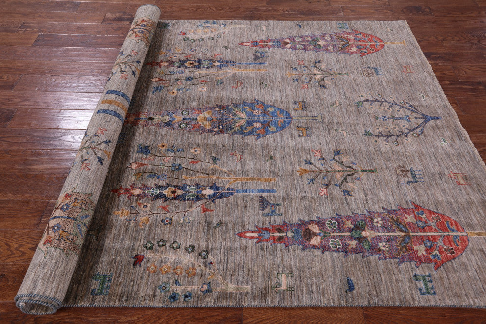 5' 8" X 8' 2" Tribal Persian Gabbeh Handmade Wool Rug Q9761