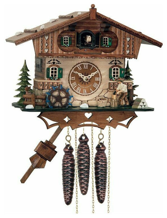 River City Clocks M466-10 Musical Cuckoo Clock With Woodchopper and Waterwheel