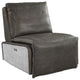 Benzara BM269202 Power Recliner With Leather Upholstery and Padded Seating, Gray