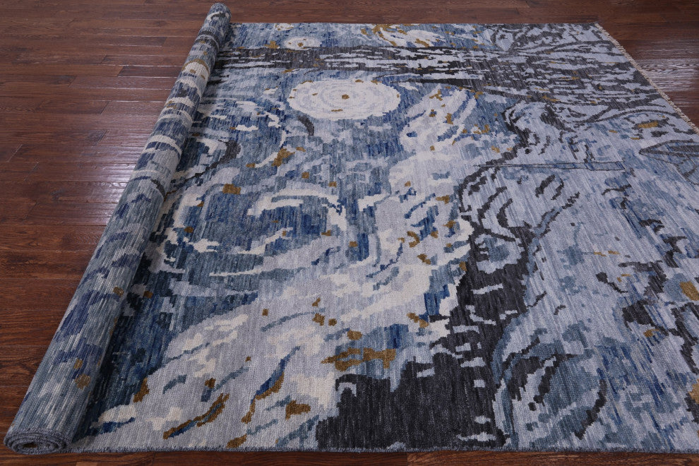 8' 10" X 11' 8" Starry Night By Vincent Van Gogh Handmade Wool Rug Q8980