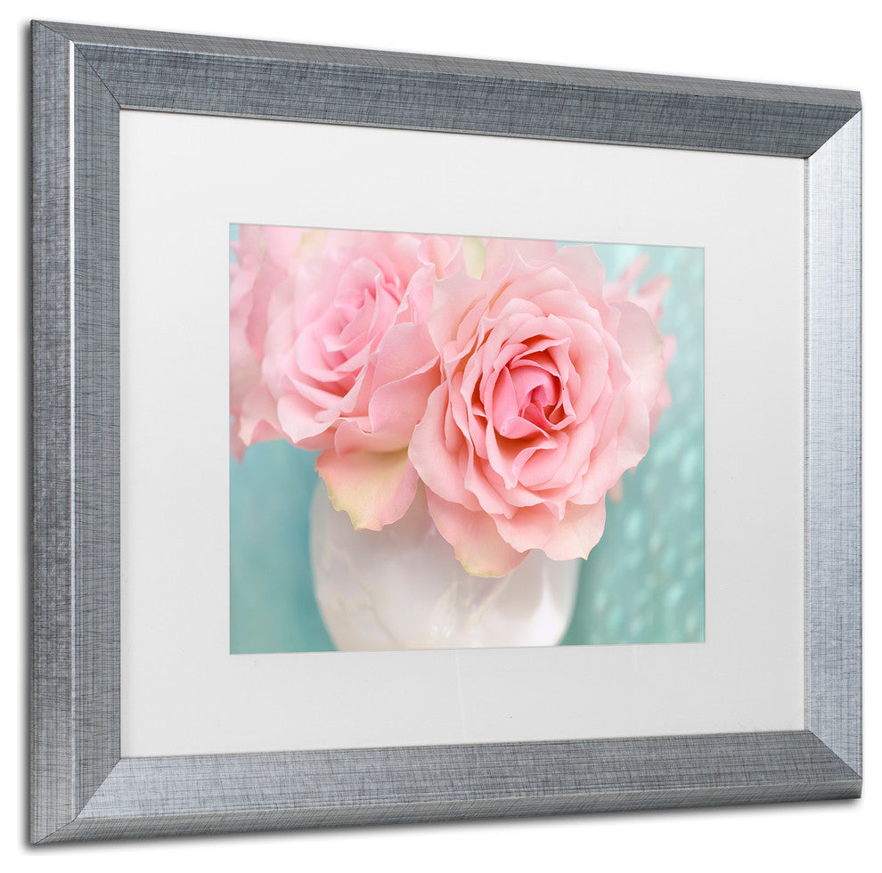 Cora Niele 'Pink Rose Bouquet' Matted Framed Art