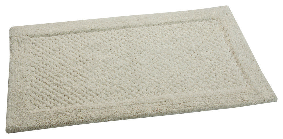 Bath Rug Cotton, 2 Piece Set, 34"x21" and 36"x24", Ivory, GSF 180, Waffle