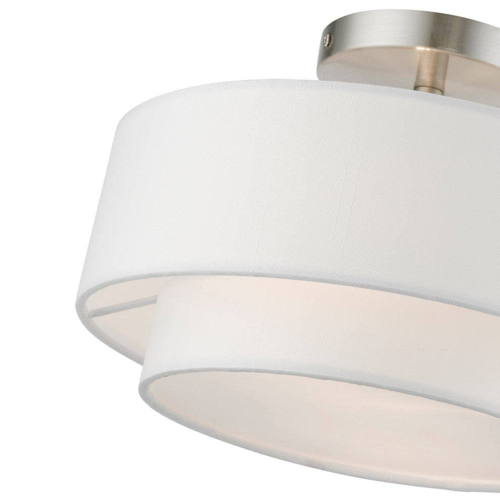 Livex Lighting 47151 Meridian 2 Light 12"W Flush Mount Drum - Brushed Nickel