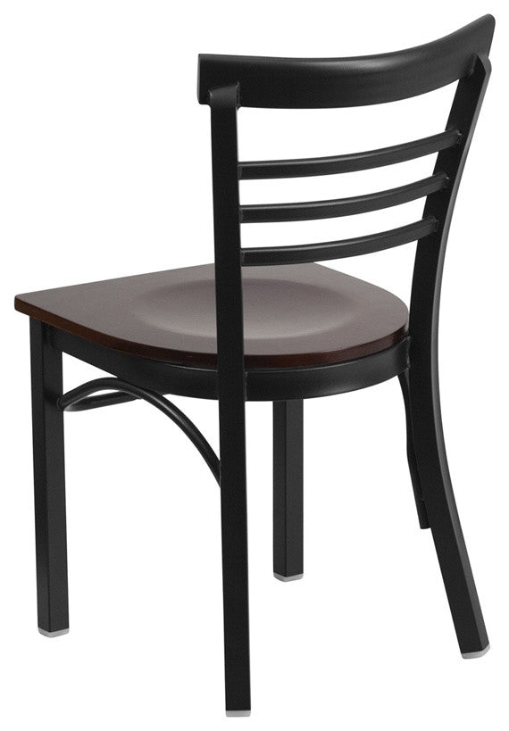 Dyersburg Metal Chair Black Ladder Back, Walnut Wood Seat