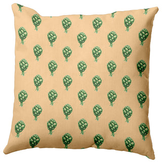 Artichokes Pattern Decorative Throw Pillow, Corn Stalk, 20"x20"