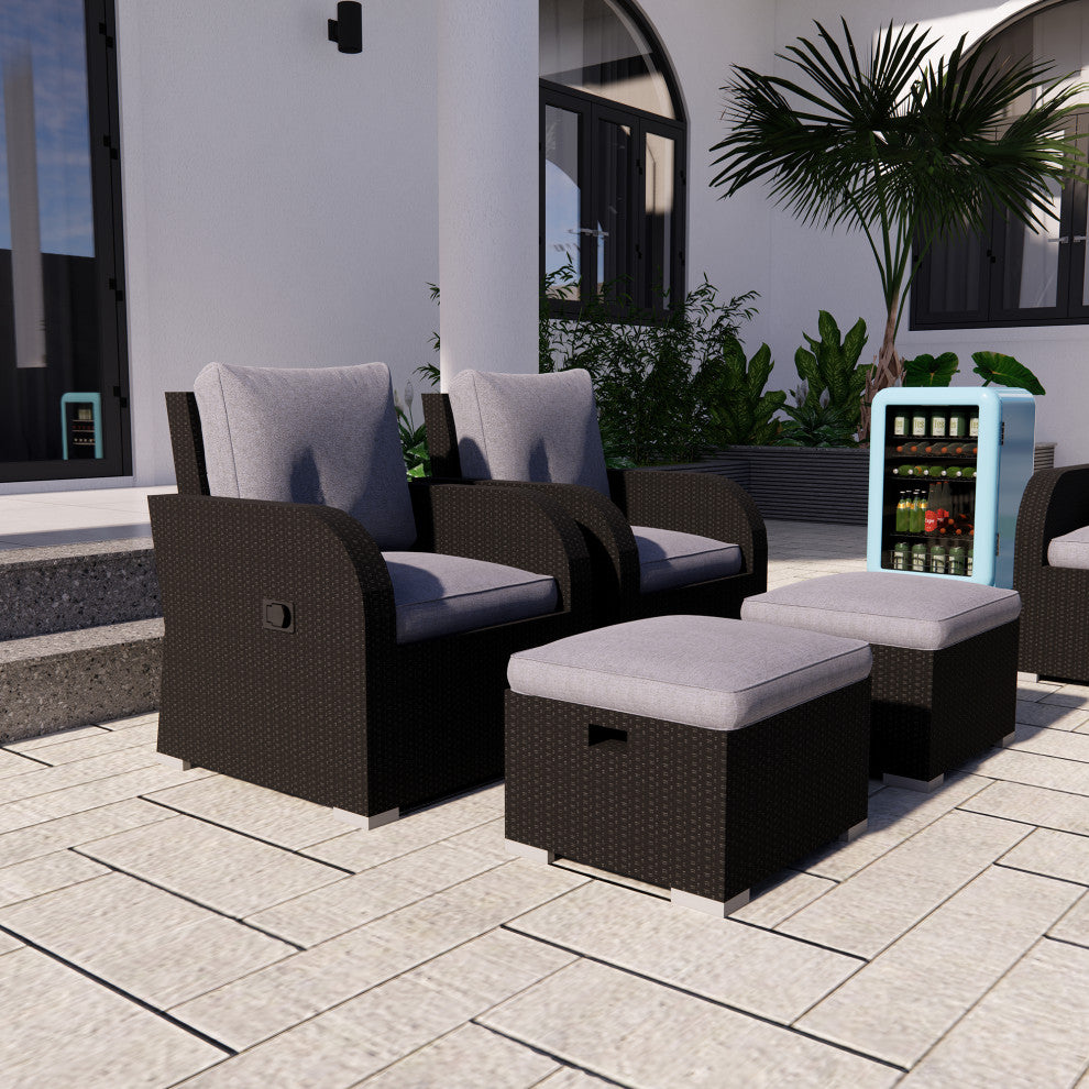Rattan Patio Sofa Set Water Resistance Outdoor Chairs Set, Gray