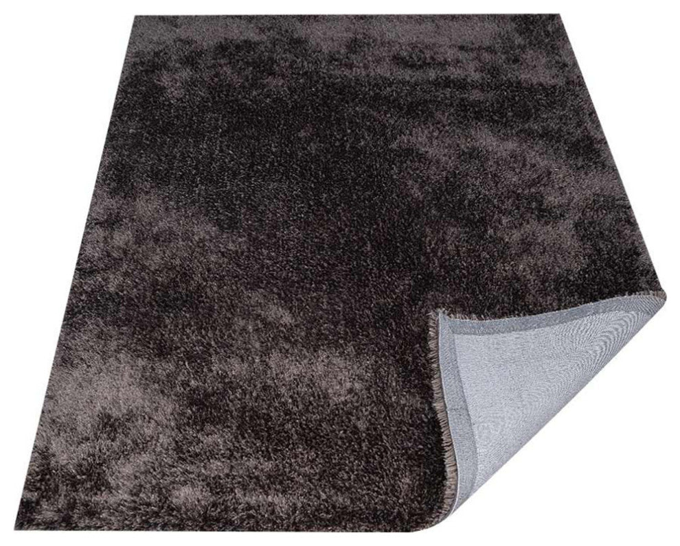 HAND TUFTED SHAG POLYESTER ECO-FRIENDLY AREA RUGS, Light Brown Color, Solid