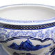 Blue and White Asian Porcelain Garden Pot Painted Landscape, 14"