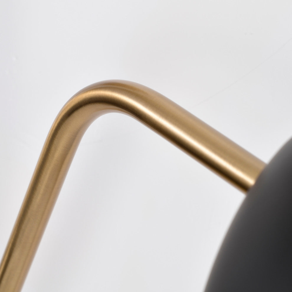 Trilby 2-Light Wall Sconce, Matte Black With Burnished Brass