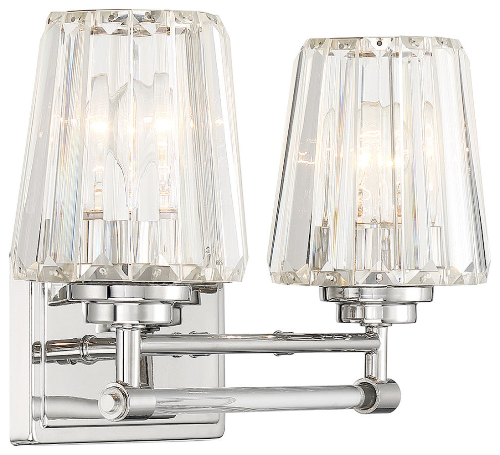 Garnet 2-Light Bathroom Vanity Light, Matte Black, Polished Nickel