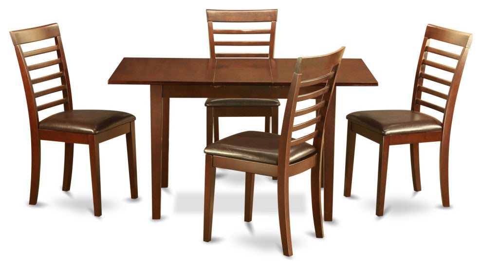 5 Pc Kitchen Tables Set - Table With Leaf And 2 Chairs For Dining Room
