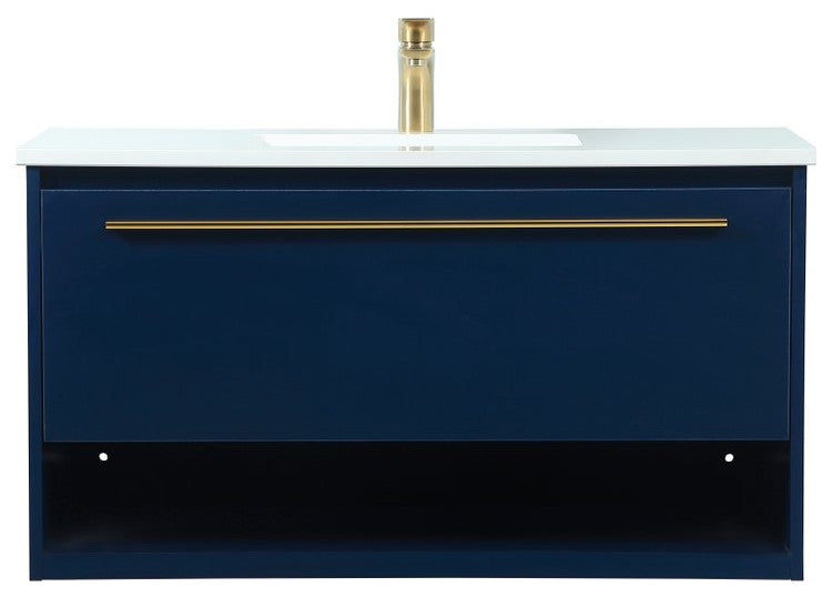 Rabi Single Bathroom Vanity, Blue, 36"