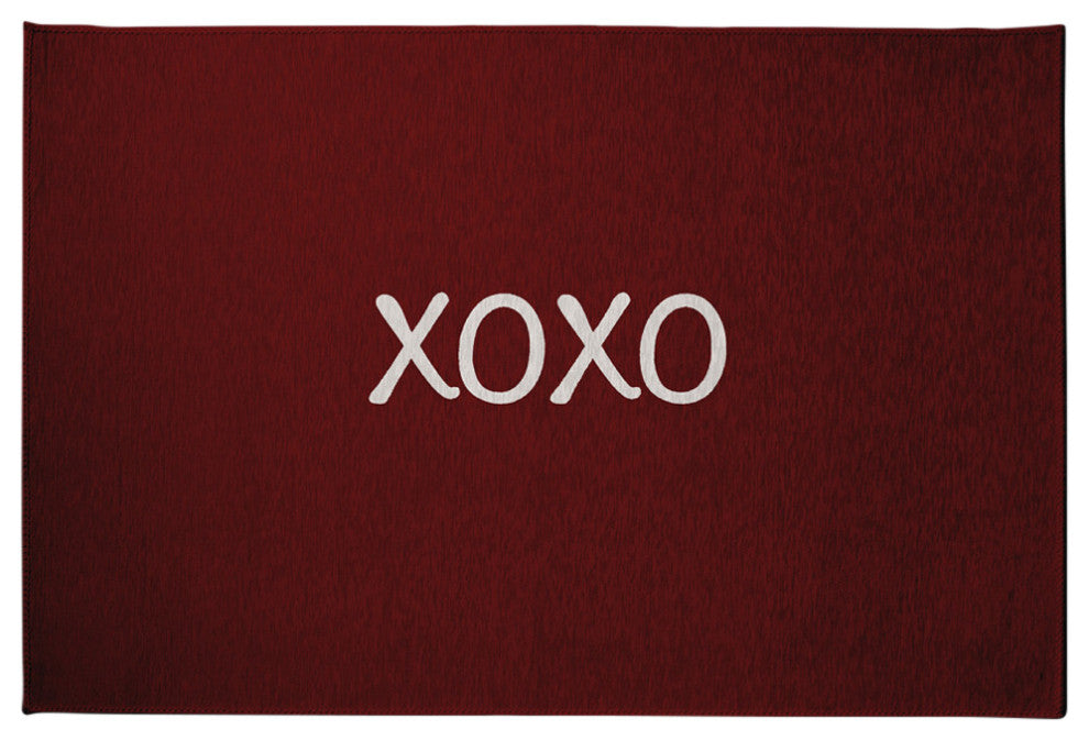 XOXO Valentines Chenille Rug, Maroon, 4'x6'