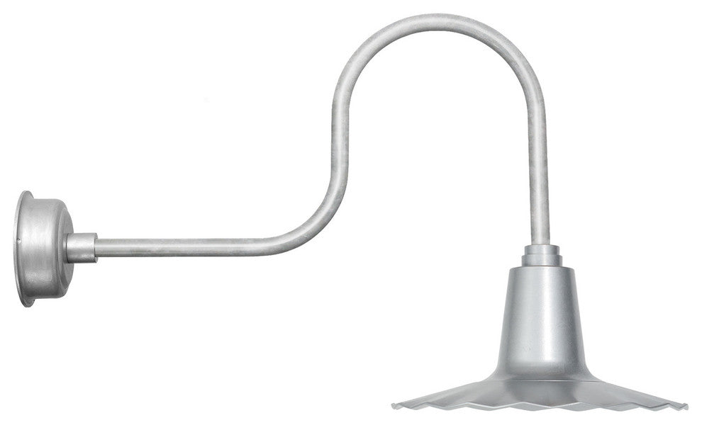 16" Iris LED Wall Light With Industrial Arm, Galvanized Silver